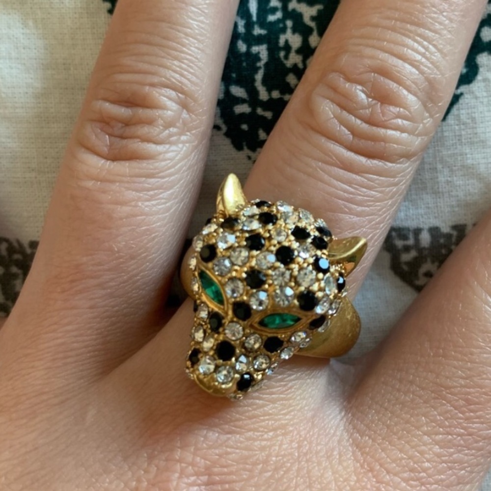 Stella & Dot | Pavé + Gold🐯Roar Cheetah Panther Cocktail Ring Retired - Picture 9 of 16